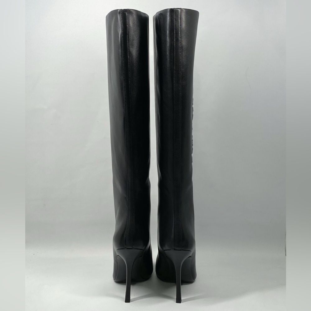 Alexander Wang Delphine brand-embossed leather heeled knee-high boots size 38.5 - Picture 7 of 15